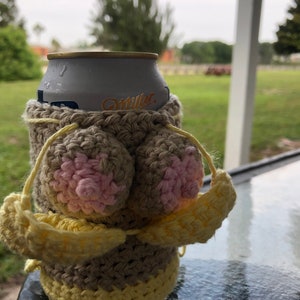 Bikini Cozy can cozy beer cozy crocheted cozy gifts for him gifts for her gag gift white elephant funny gift Fathers Day image 3