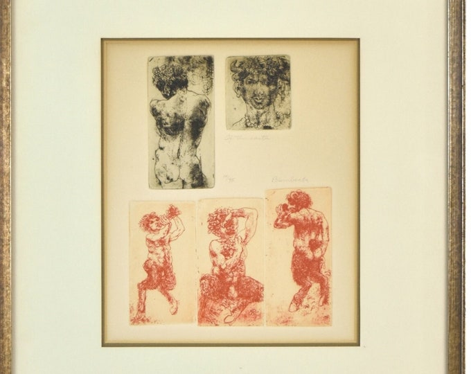 David Bumbeck Satyr Faun studies “Of the Earth” 1970’s signed Numbered Limited Edition Etching