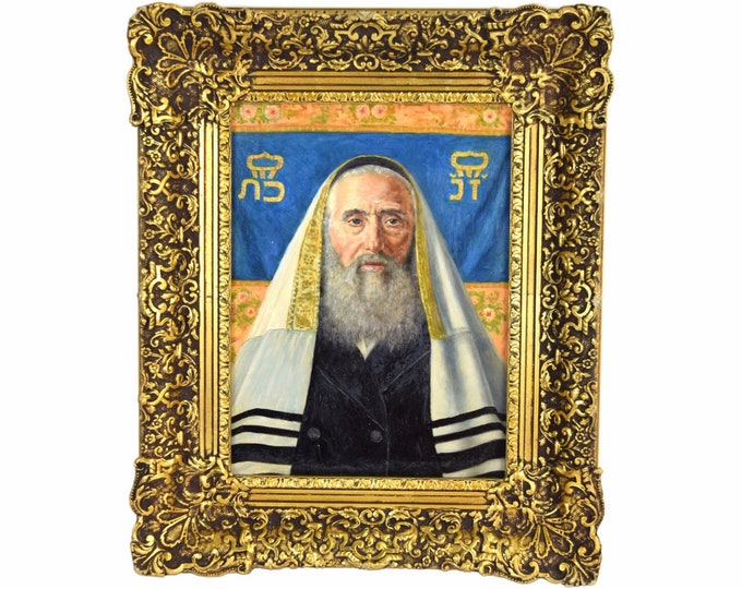 Caspar Mine Vienna Artist Oil Painting Portrait of Jewish Scholar Rabbi