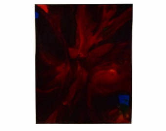 Huge 1983 Nicholas Mirandon Red Abstract Biomorphic Resin Painting California Artist