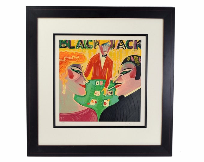 Earl Linderman Dapper Couple Playing Black Jack Serigraph “Hit Me Again” Signed L/E