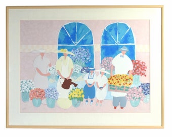 Jim Hill 1987 sgd Artist’s Proof Serigraph Flower Vendors w Children Helpers