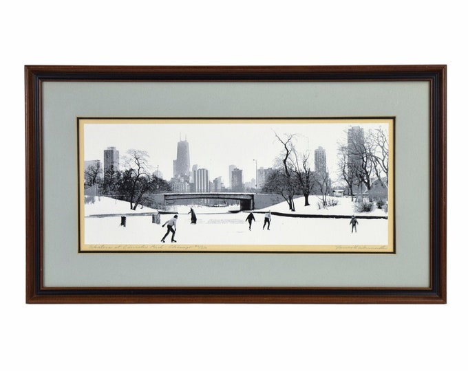 Vintage 1980’s Screenprint Ice Skaters at Lincoln Park sgd #’d L/E Wennersten