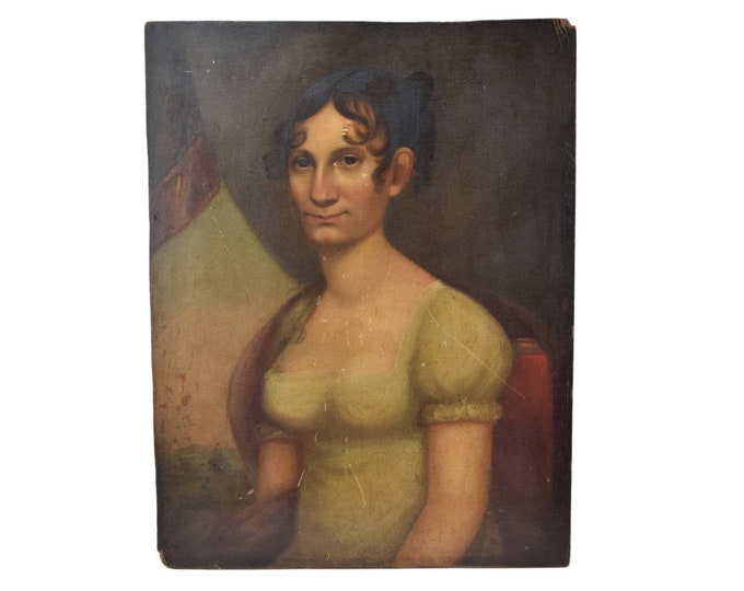 Early American Antique Oil Painting Portrait of Mary Ann Foxall-McKenney Georgetown Washington D.C.