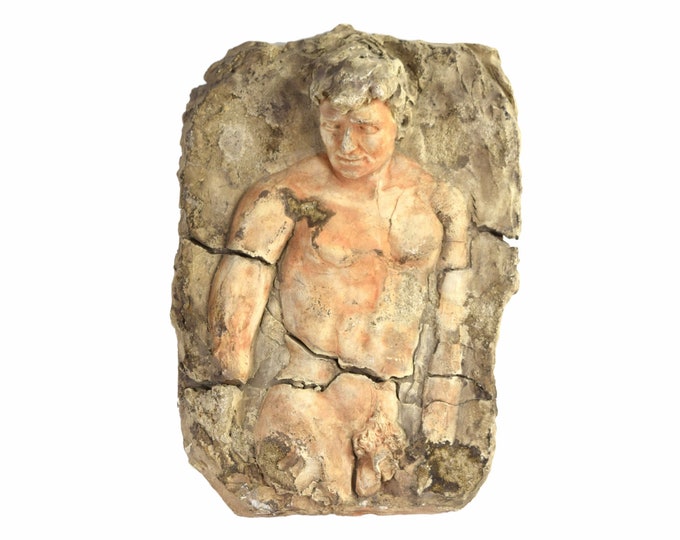 Ancient Greek or Roman Nude Male Figure Dimensional Plaster Plaque