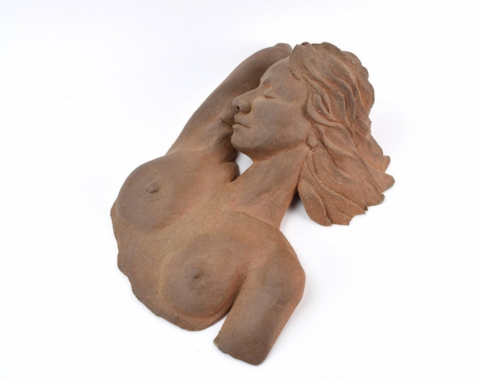 Vintage Art Pottery Terra Cotta Sculpture Reclining Sleeping Nude Woman sgd Lidov Chicago