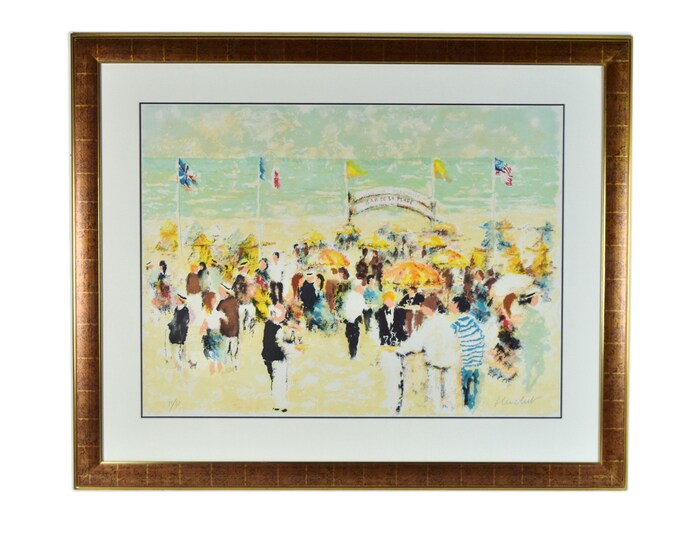 Urbain Huchet “Bar de la Plage” Beach Bar Modernist French Limited Edition Lithograph Signed #’d