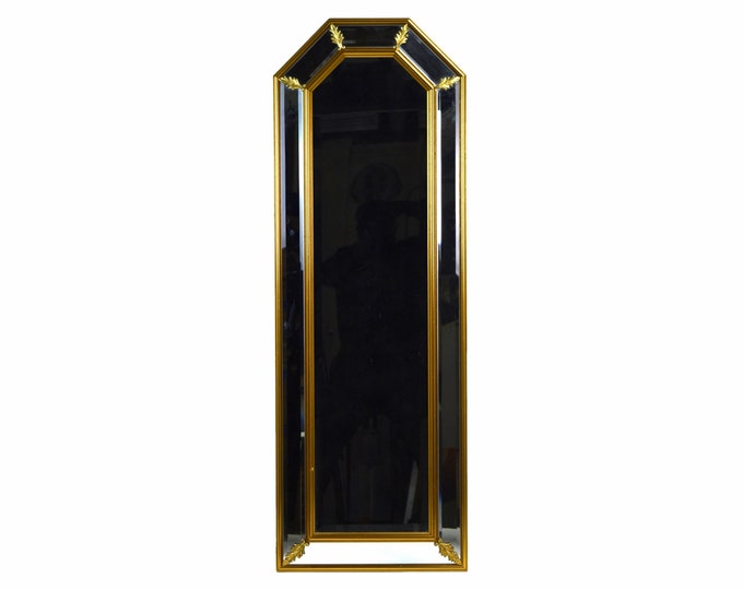 Vintage Italian Gilt Wood Beveled Glass Wall Mirror