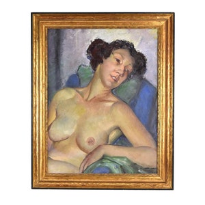 Howard Church 1930s Depression era Oil Painting Portrait of Nude in Repose image 1