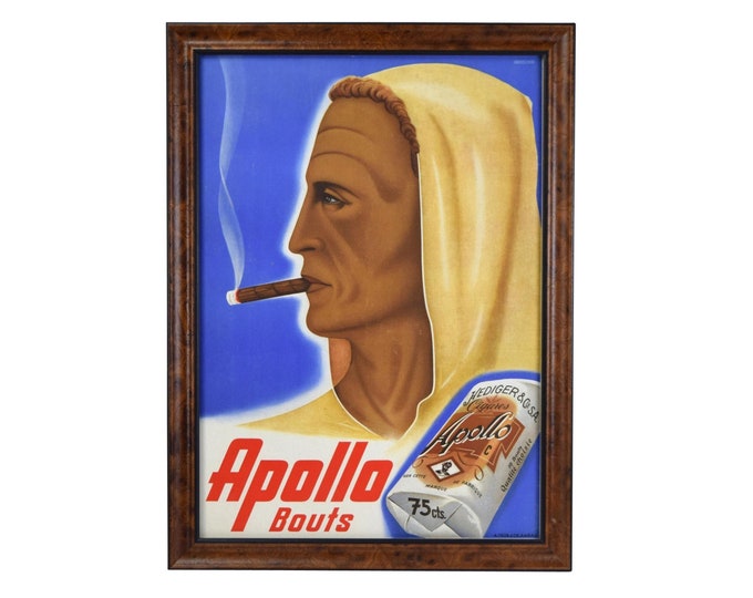 1940's Johannes Handschin “Apollo Bouts” Original Cigar Advertising Poster Basel Graphic Art