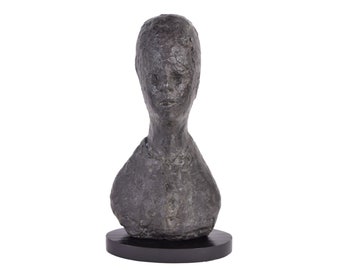 Vintage Abstract Brutalist Midcentury Bronze Bust sculpture 1961 Lorraine Pinto