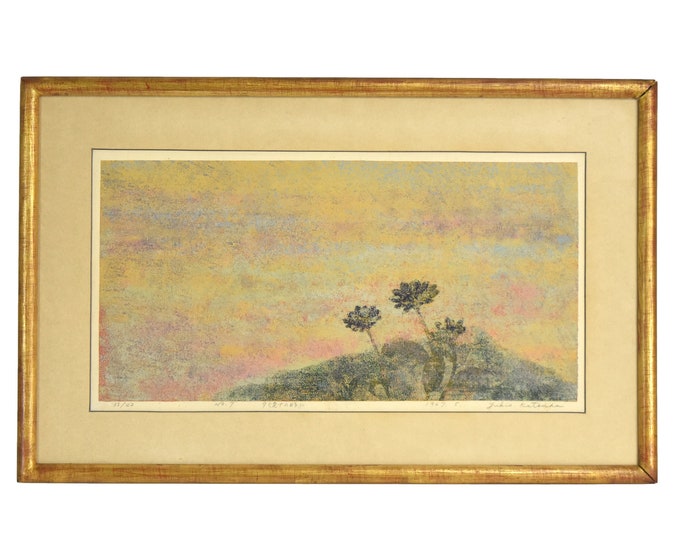 Yukio Katsuda “No. 7” Midcentury Japanese Impressionist Landscape Screenprint signed L/E