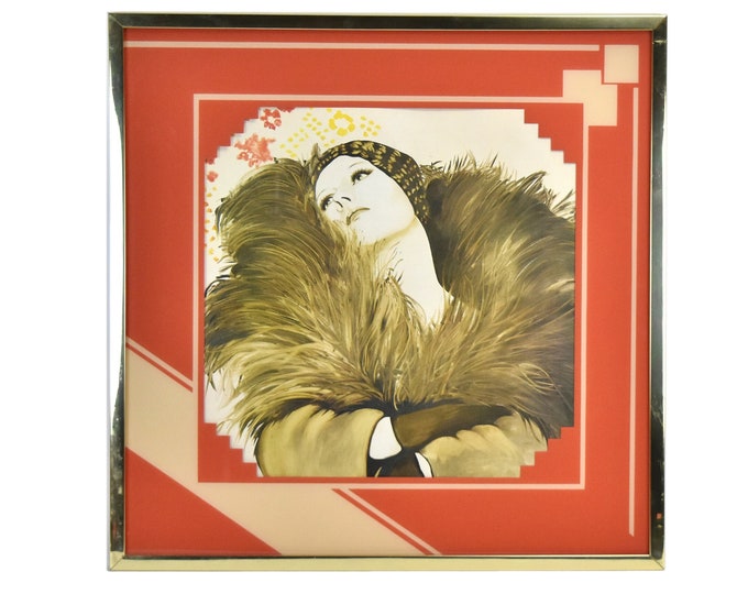 Vintage 1970’s Canvas Print “Foxy Lady Brown Turban” Maryella for Academy Arts