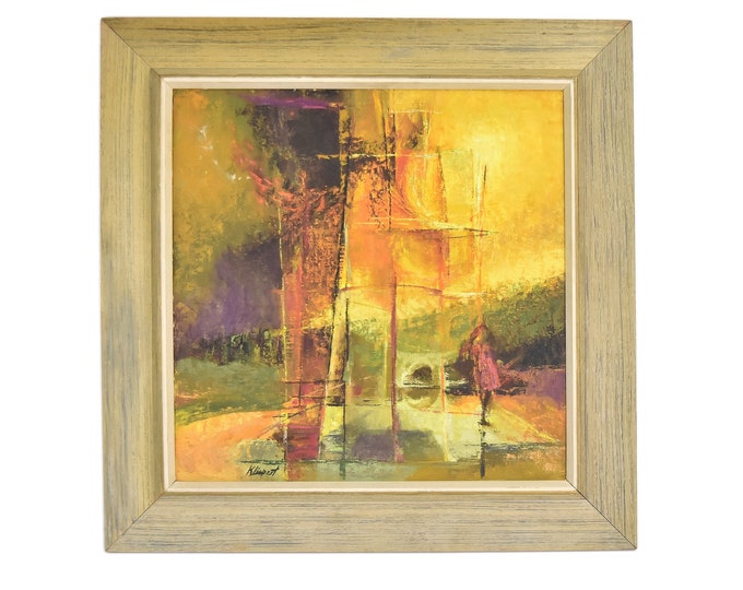 Rudi Klimpert “Lonely Playground” Midcentury Modern Abstract Oil Painting