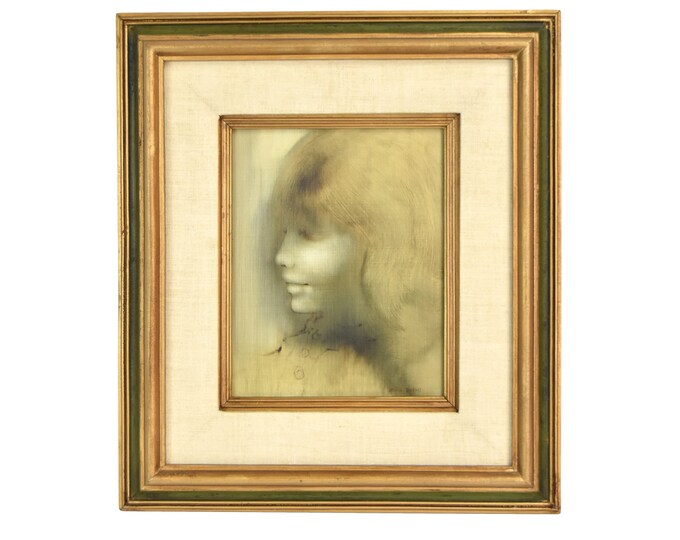 Zora DuVall Ethereal Portrait of Young Girl Vintage Midcentury Oil Painting