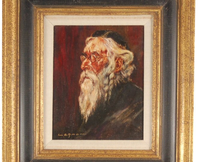 Vintage Wilhelm Lehmann German Oil Painting of Jewish Man Rabbi signed