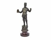 19th Century Spelter Bronze Sculpture European Miner with Hand Lamp