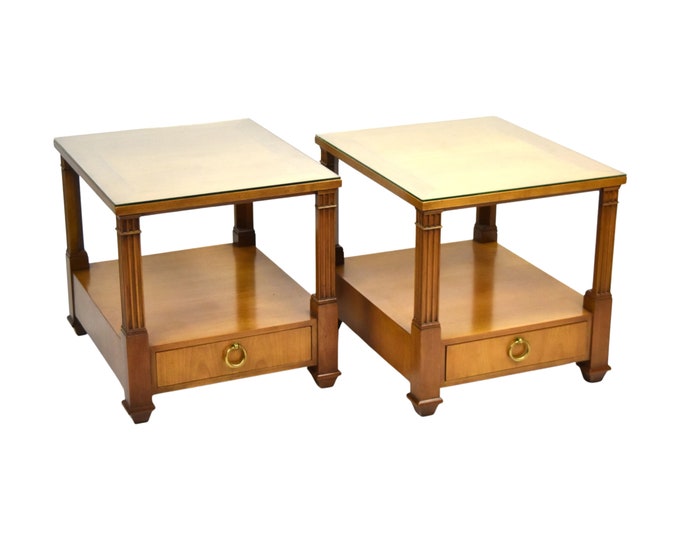 Pair Baker Furniture Co Neoclassical Empire Biedermeier style End Tables