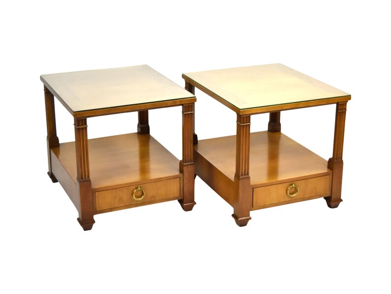 Pair Baker Furniture Co Neoclassical Empire Biedermeier style End Tables image 1