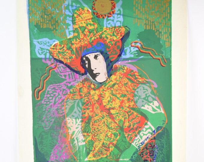 Vintage Surrealist 1969 Psychedelic Screenprint “The Magician” Chicago Artist Vasso