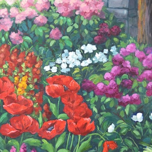 1998 Nancy Day Red Poppies & Others Floral Garden Landscape Painting image 5