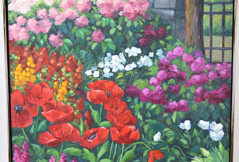 1998 Nancy Day Red Poppies & Others Floral Garden Landscape Painting image 5