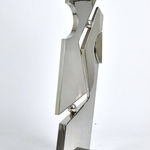 Michael Oguns Modernist Abstract Geometric Polished Steel Metal Sculpture image 2