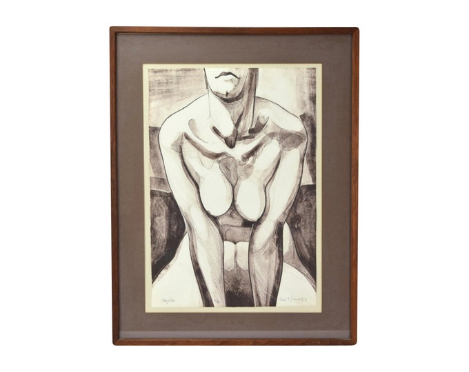 1970’s Limited Edition Lithograph of Nude signed Carl Schwartz Chicago Artist