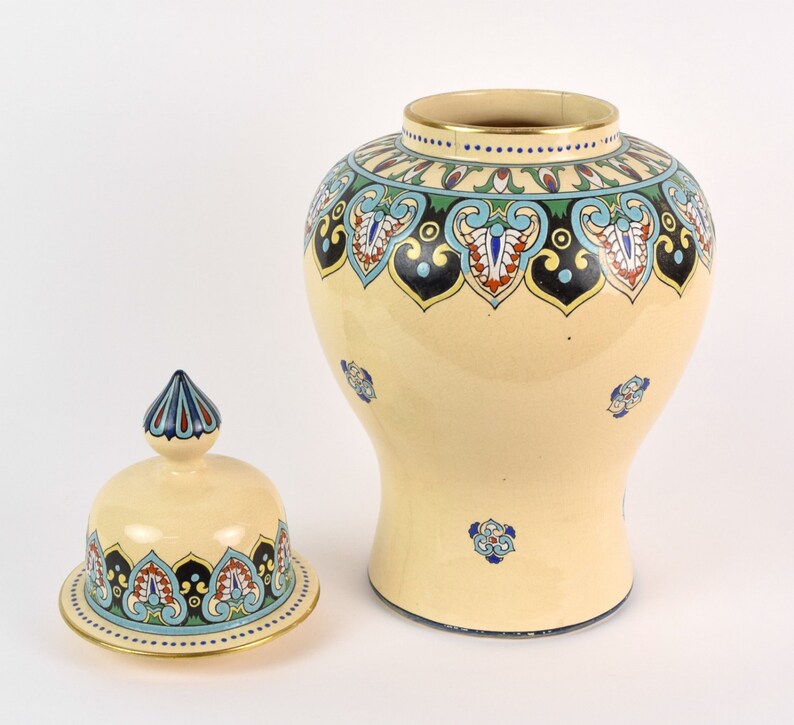 Gorgeous Egyptian Revival Art Nouveau American Satsuma Ginger Jar image 3