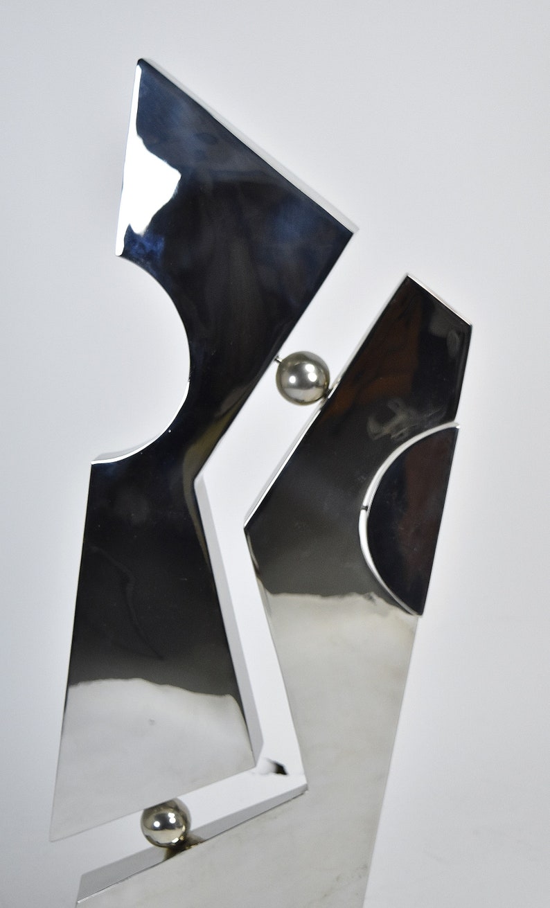 Michael Oguns Modernist Abstract Geometric Polished Steel Metal Sculpture image 6