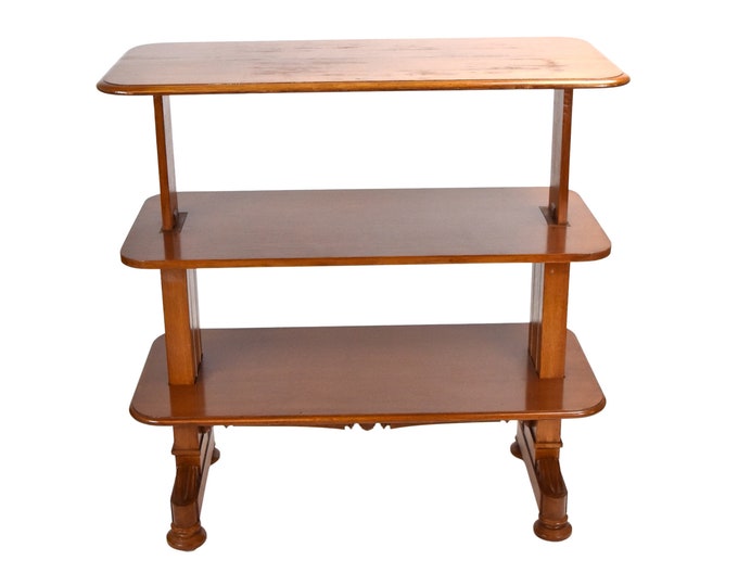SOLD! Antique English Metamorphic Mechanical Telescoping Collapsible Dumb Waiter 3-Tier Server Table