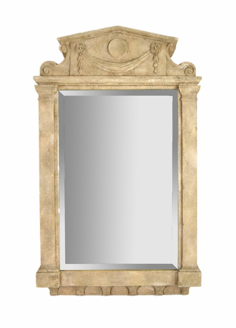 Vintage Sculptural Neoclassical Pediment Architectural Wall Mirror image 3