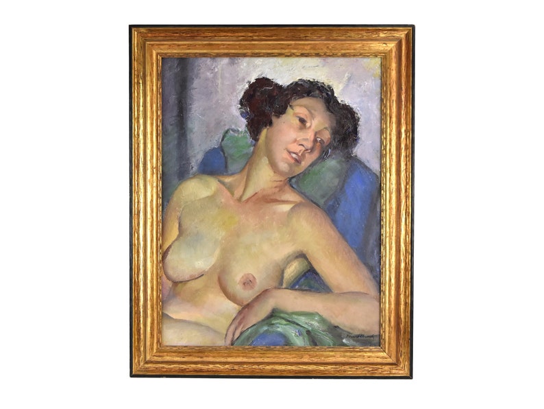 Howard Church 1930s Depression era Oil Painting Portrait of Nude in Repose image 1