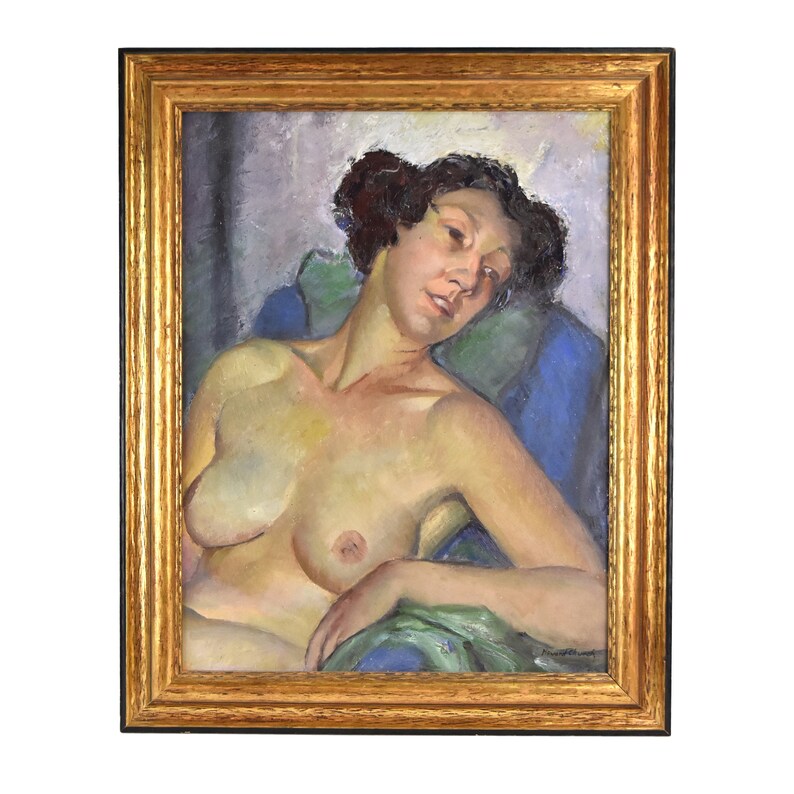 Howard Church 1930s Depression era Oil Painting Portrait of Nude in Repose image 2