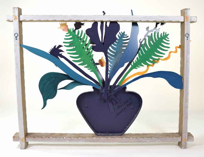 Barbara Day Romero Santa Fe Vintage Floral Bursts II 3D Painted Cut Welded Steel Sculpture image 8