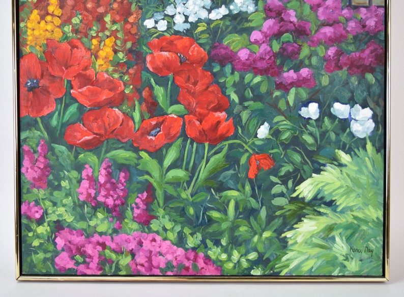 1998 Nancy Day Red Poppies & Others Floral Garden Landscape Painting image 6