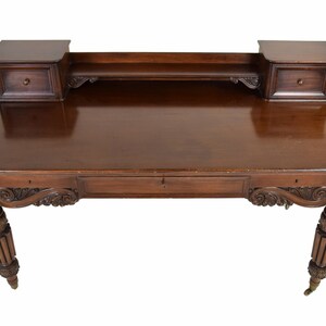 Antique Cowan Heavily Carved Mahogany Executive Desk Circa 1900 Chicago image 3