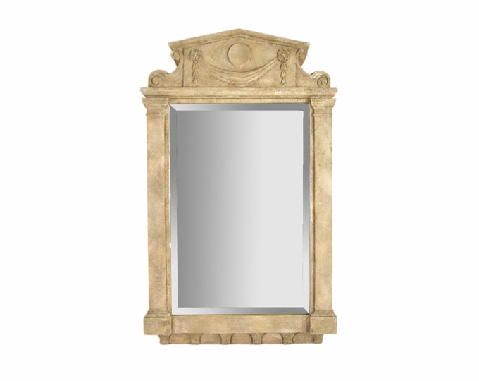 Vintage Sculptural Neoclassical Pediment Architectural Wall Mirror