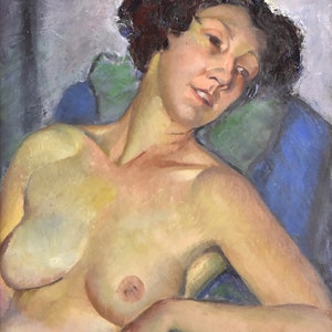 Howard Church 1930s Depression era Oil Painting Portrait of Nude in Repose image 3