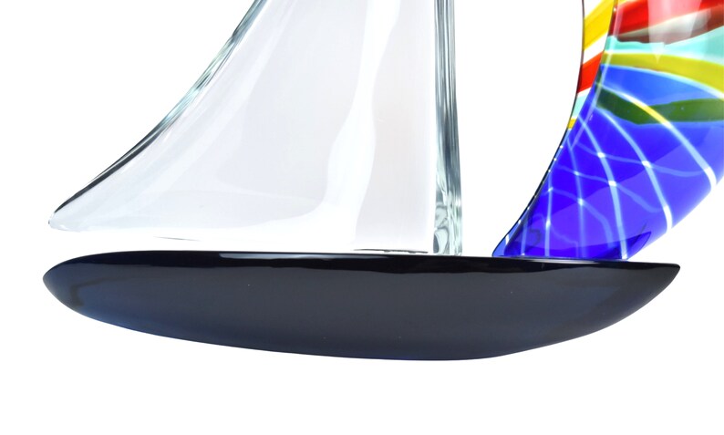 Elio Raffaeli Signed Murano Hand Blown Art Glass Sailboat Sculpture Lge version image 8