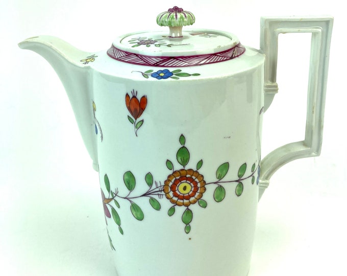Antique Meissen Hand Painted Porcelain Coffee or Chocolate Pot Marcolini Era