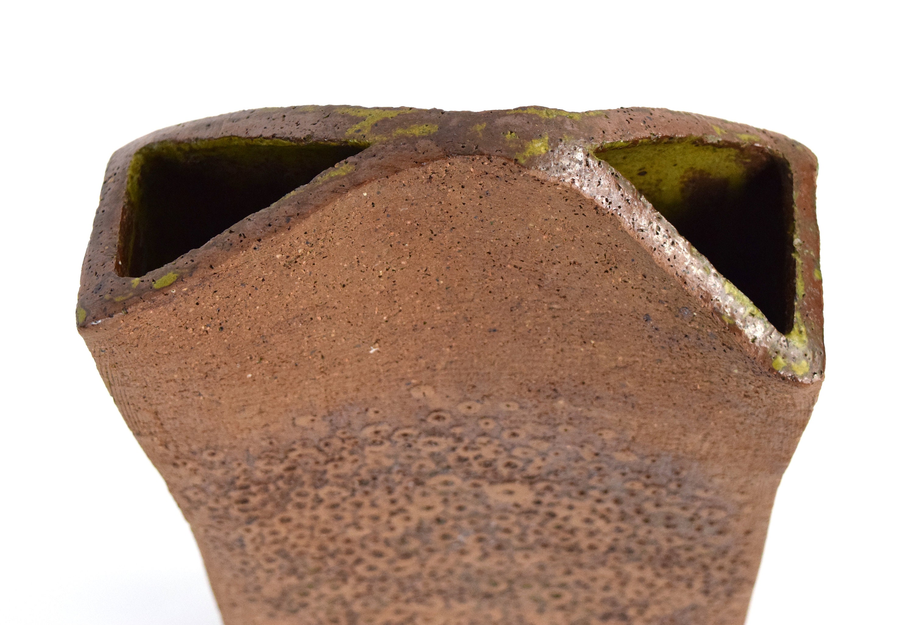 Vessels Vintage Modern Pottery Vase Sculpture Hole Pattern Leah Balsham