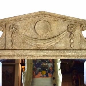 Vintage Sculptural Neoclassical Pediment Architectural Wall Mirror image 4