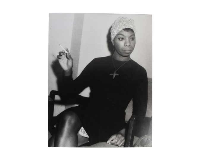 SOLD! Charles "Teenie" Harris Gelatin Silver Print Photograph Nina Simone Smoking Cigarette