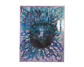 Phyllis Toburen 4’x5’ “Sea of Love” Abstract Sculptural Enamel Painting Earth Crust