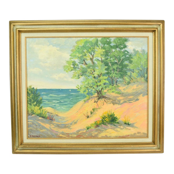 Vintage Oil Painting “Indiana Dunes” circa 1960 Ruth Browne Burchard