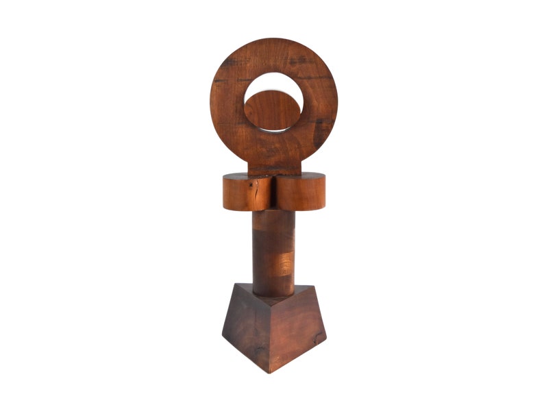 Fred Borcherdt Midcentury Modern Abstract Geometric Wood Sculpture sgd Chicago Artist image 1
