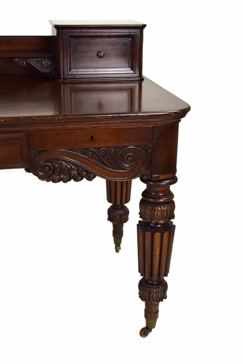 Antique Cowan Heavily Carved Mahogany Executive Desk Circa 1900 Chicago image 5