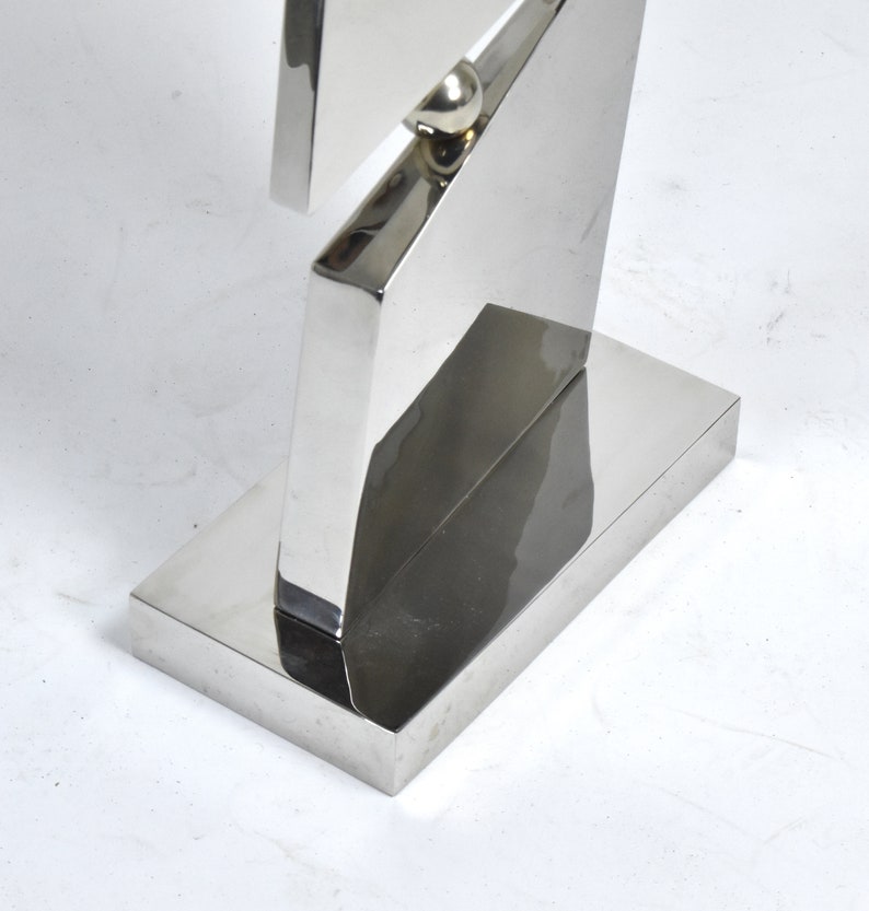 Michael Oguns Modernist Abstract Geometric Polished Steel Metal Sculpture image 5