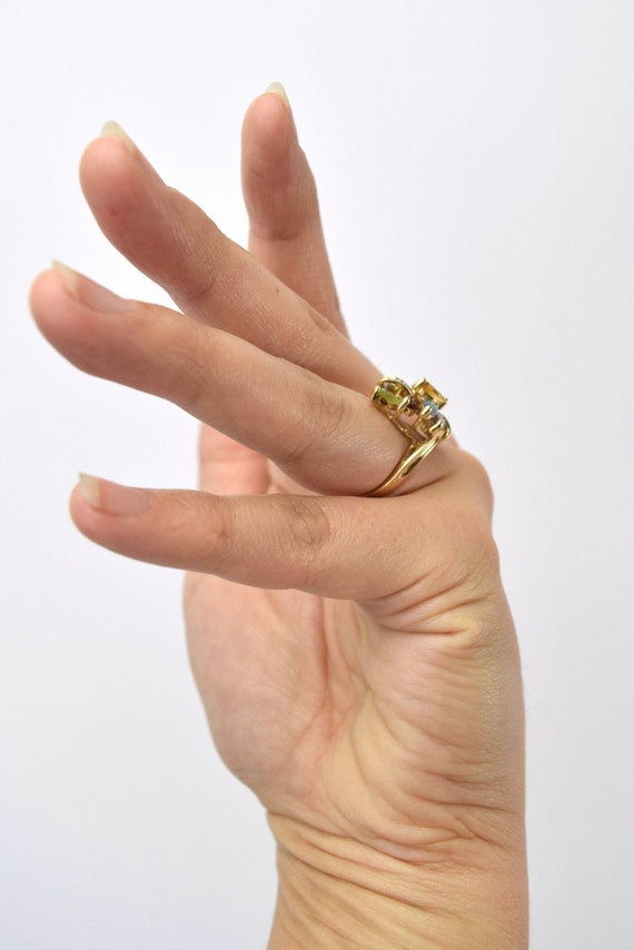 Vintage Mid-Century Modern 14k Solid Gold Ring w … - image 7